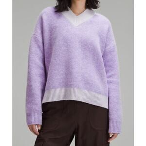 Lululemon Alpaca Wool-Blend V-Neck Sweater in Heathered Digital Lavender Purple